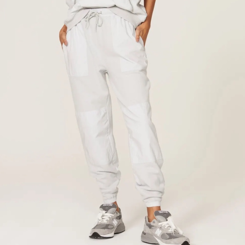 Thakoon Paneled Sweatpants Joggers Cotton Light Gray Athleisure Ankle Zip Large‎